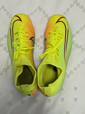 Nike Mercurial  Neon Yellow Soccer Cleats with Orange Gradient